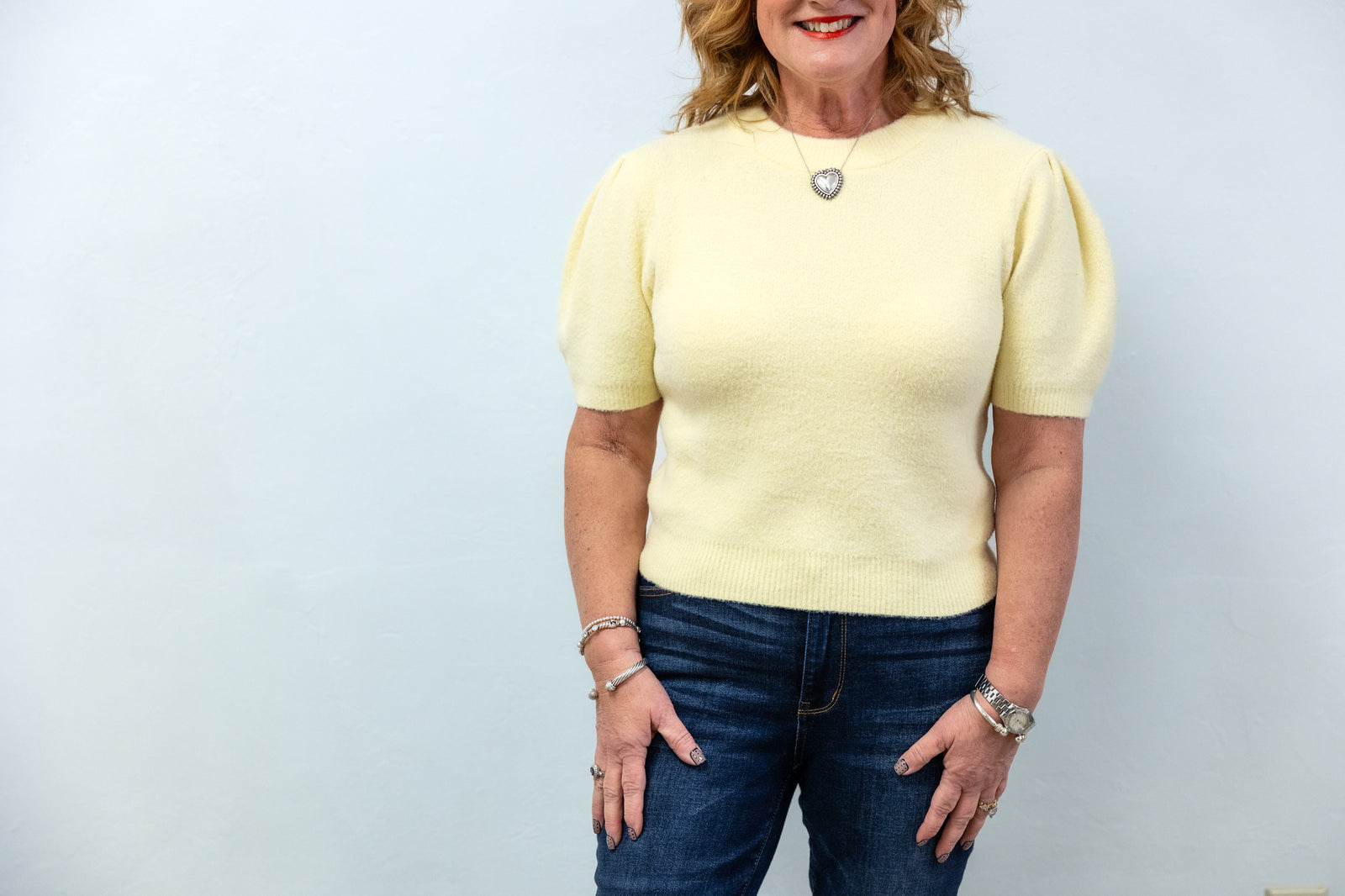 Simply Sweet Round Neck Knit Top - Light Yellow