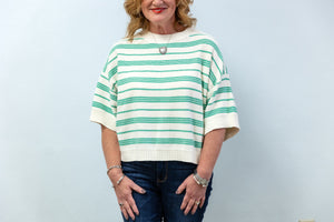Simply Chic Green Stripe Knit Top