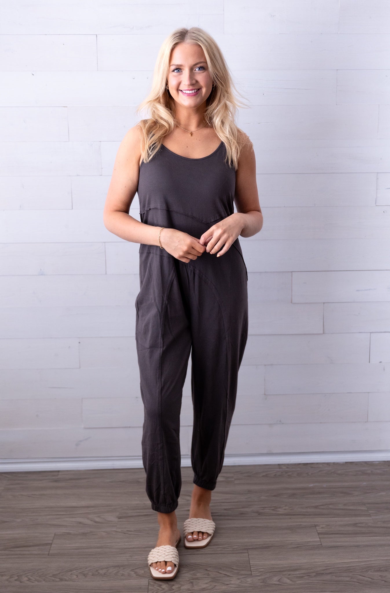 Casual Comfy Jumpsuit Charcoal