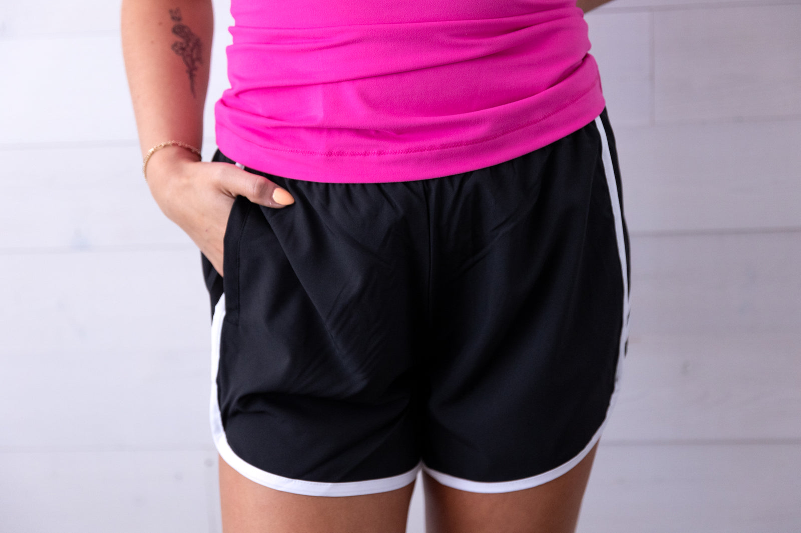 Heavy Poly Butter Active Shorts Black White