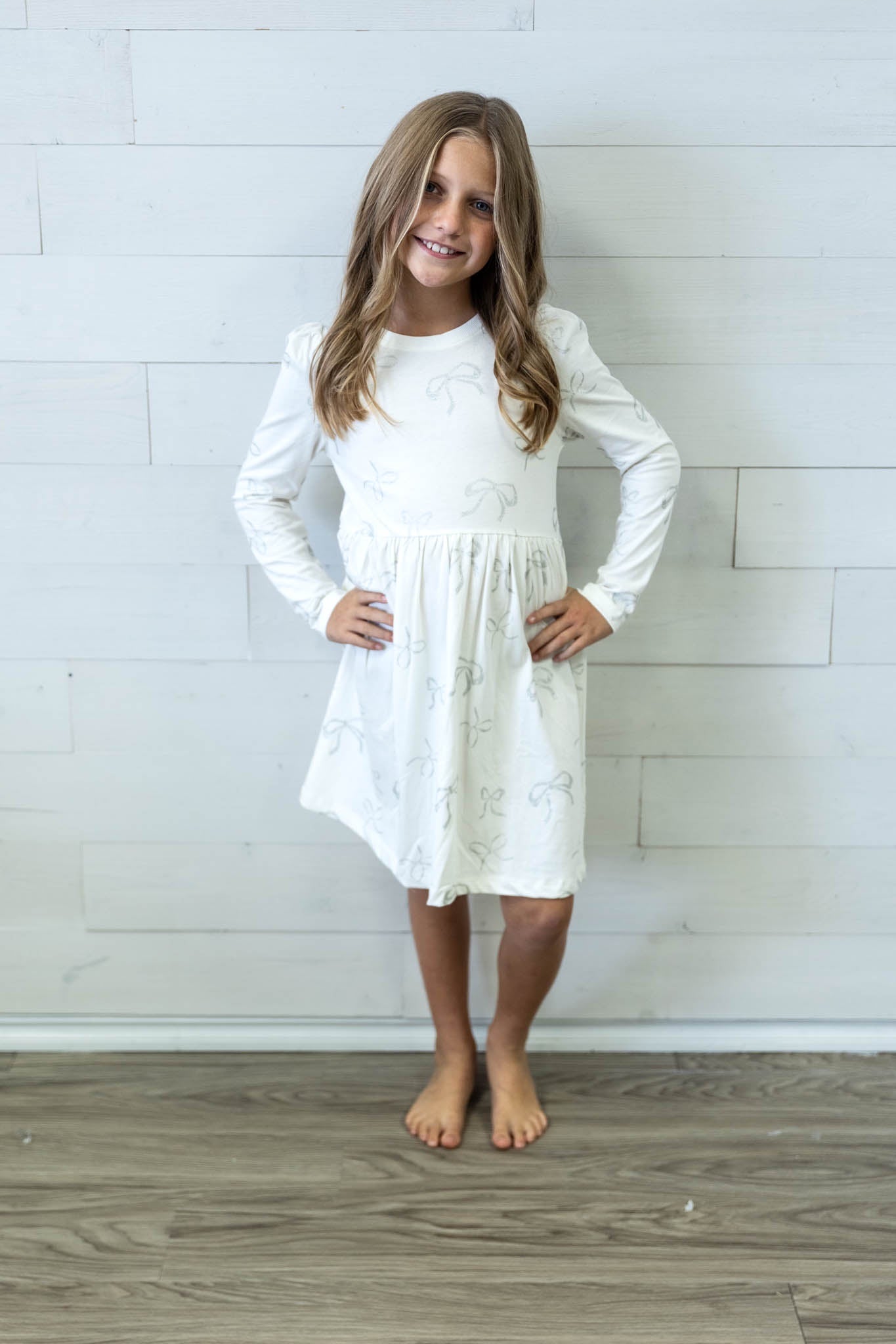 Silver Bow White Dress