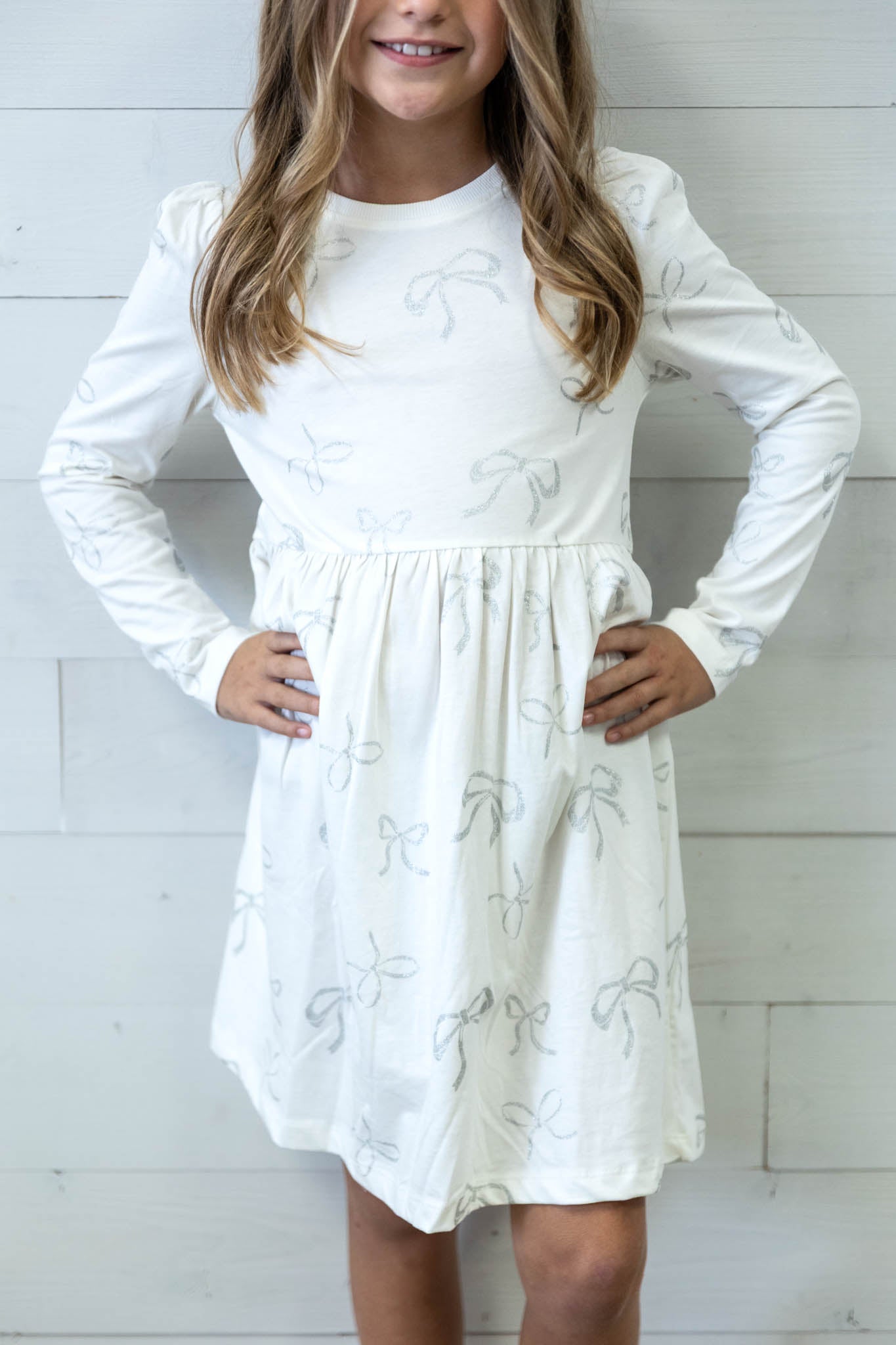 Silver Bow White Dress