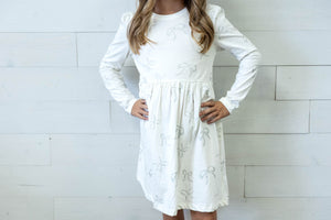 Silver Bow White Dress