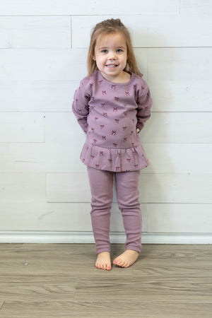 Organic Peplum Top & Bow Leggings Set