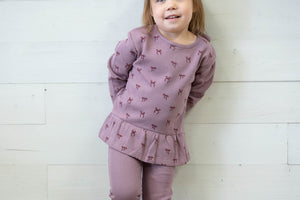 Organic Peplum Top & Bow Leggings Set