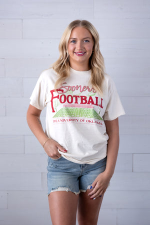 OU Football Field Thrifted Tee Ivory