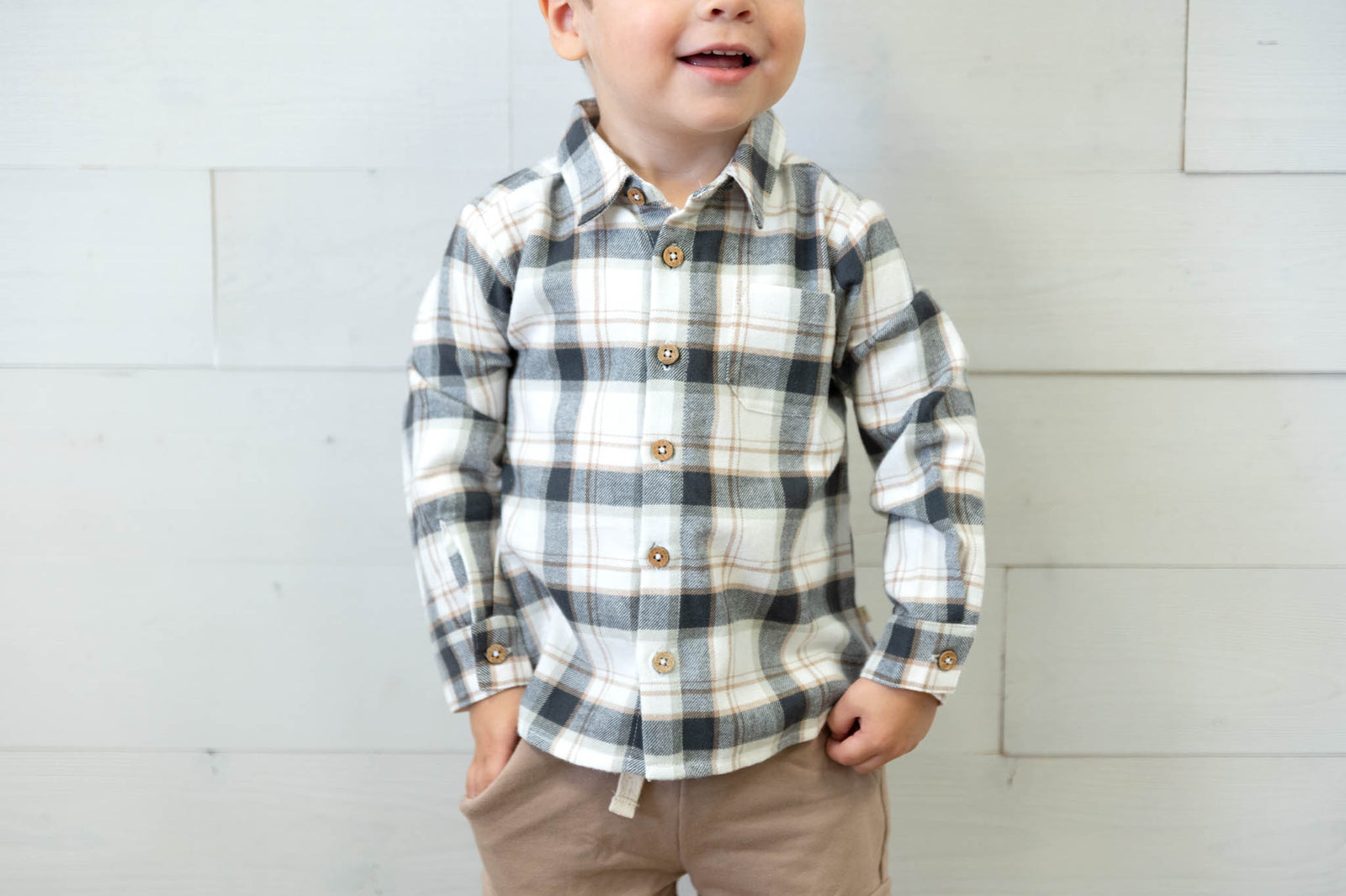 Organic Collared LS Plaid Checks Shirt