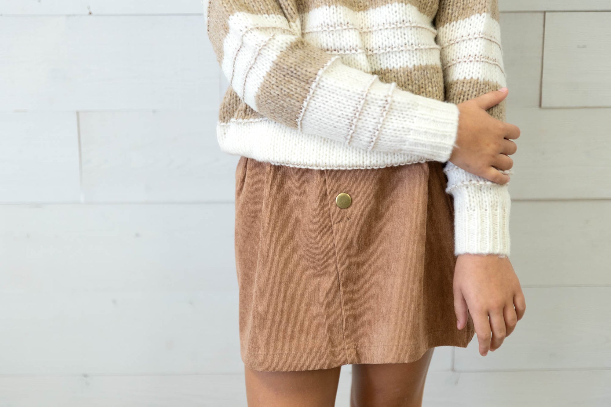 Girl's Camel Woven Skirt