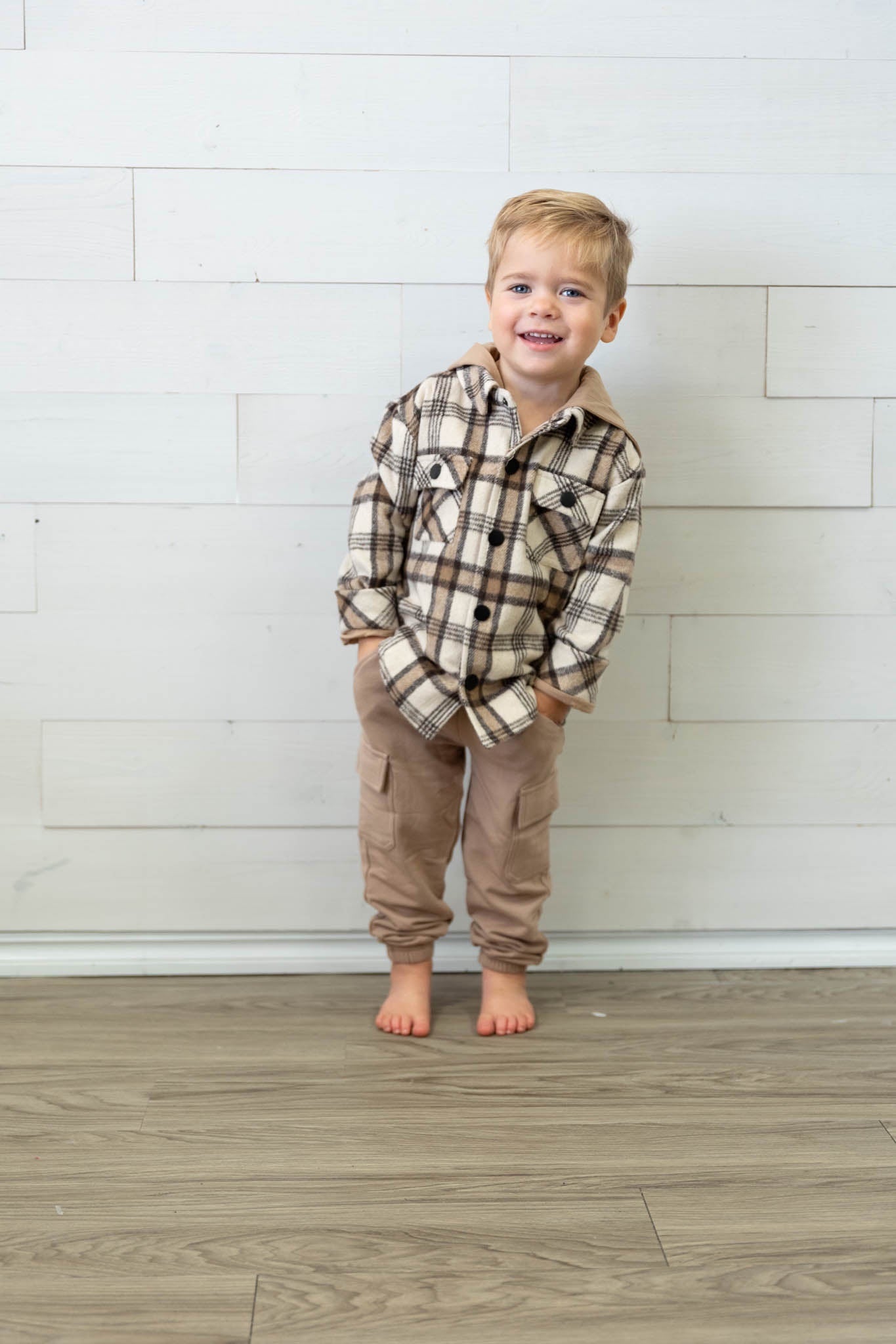 Hooded Shacket Desert Plaid