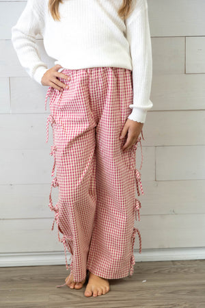 Bowtastic Red & White Check Pants