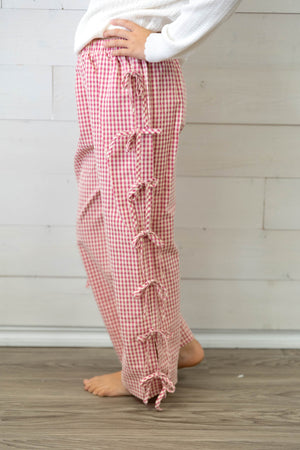 Bowtastic Red & White Check Pants