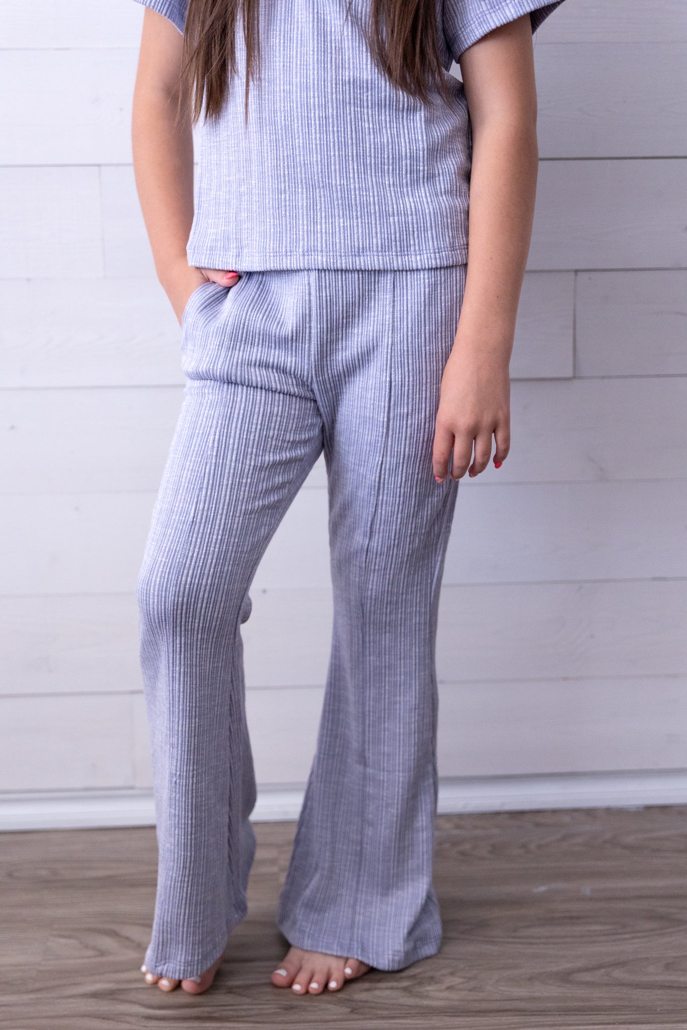 Girls Ribbed Bell Bottom Pants