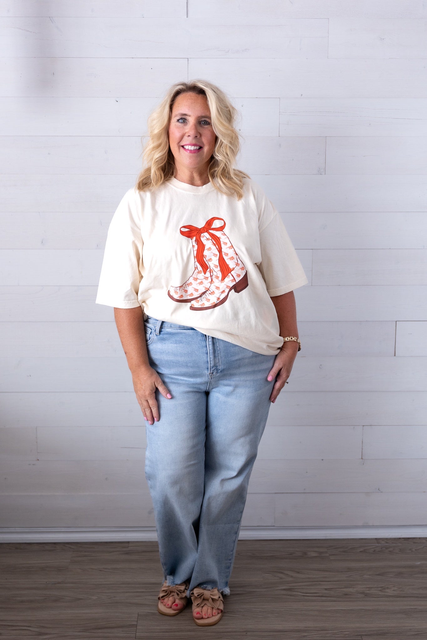 Oklahoma Orange Boots Graphic Tee Ivory
