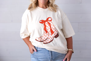 Oklahoma Orange Boots Graphic Tee Ivory