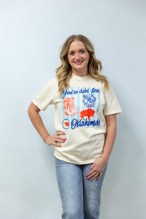 Youre Doing Fine Oklahoma Graphic Tee Ivory