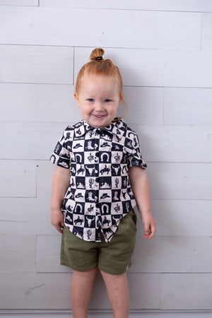 Boys Western Checkerboard Collar Shirt