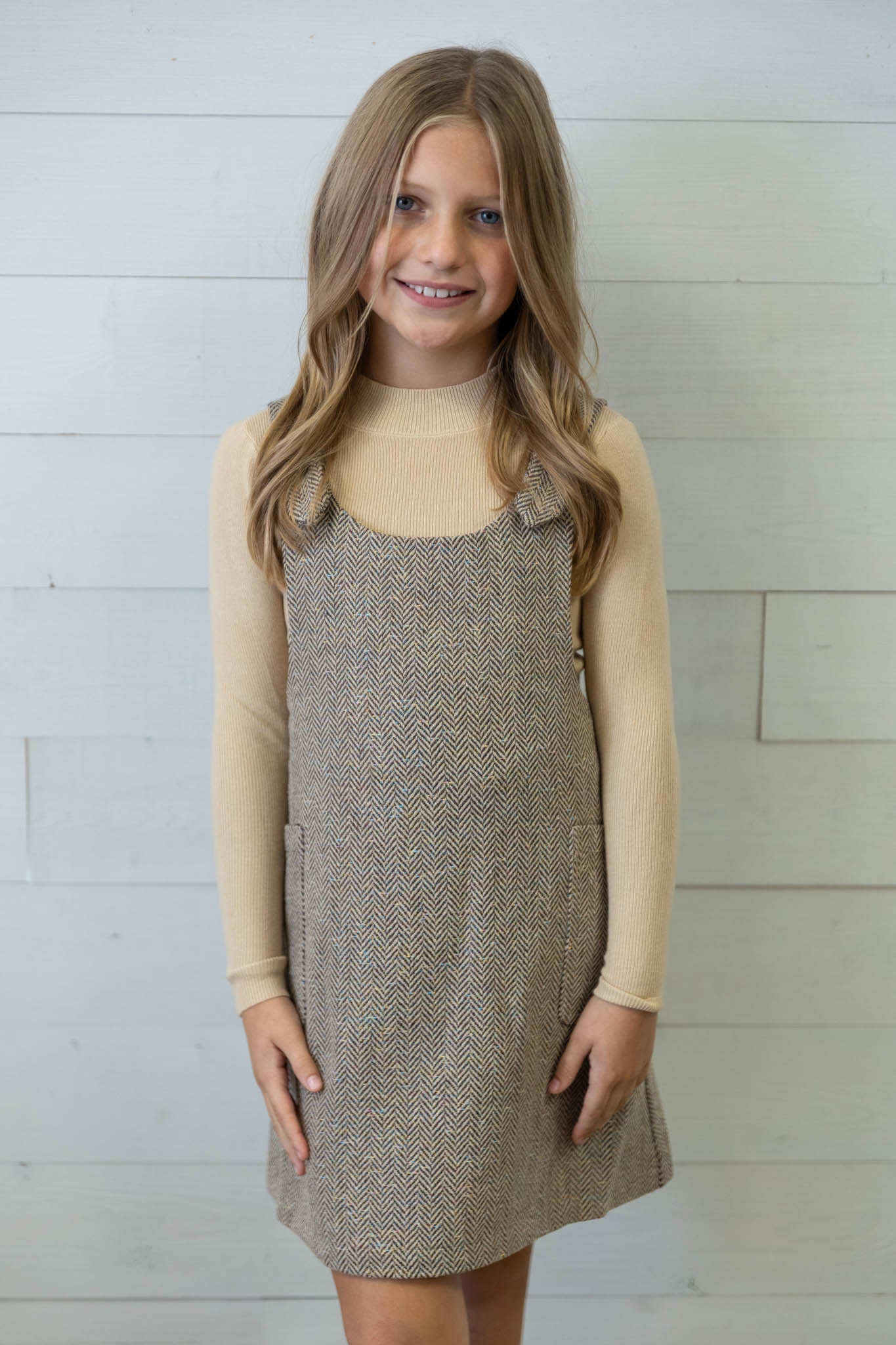Girl's Beige Knitted Sweater