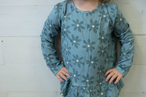 Long Sleeve Peplum Set Daisy In Sky Blue