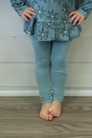 Long Sleeve Peplum Set Daisy In Sky Blue