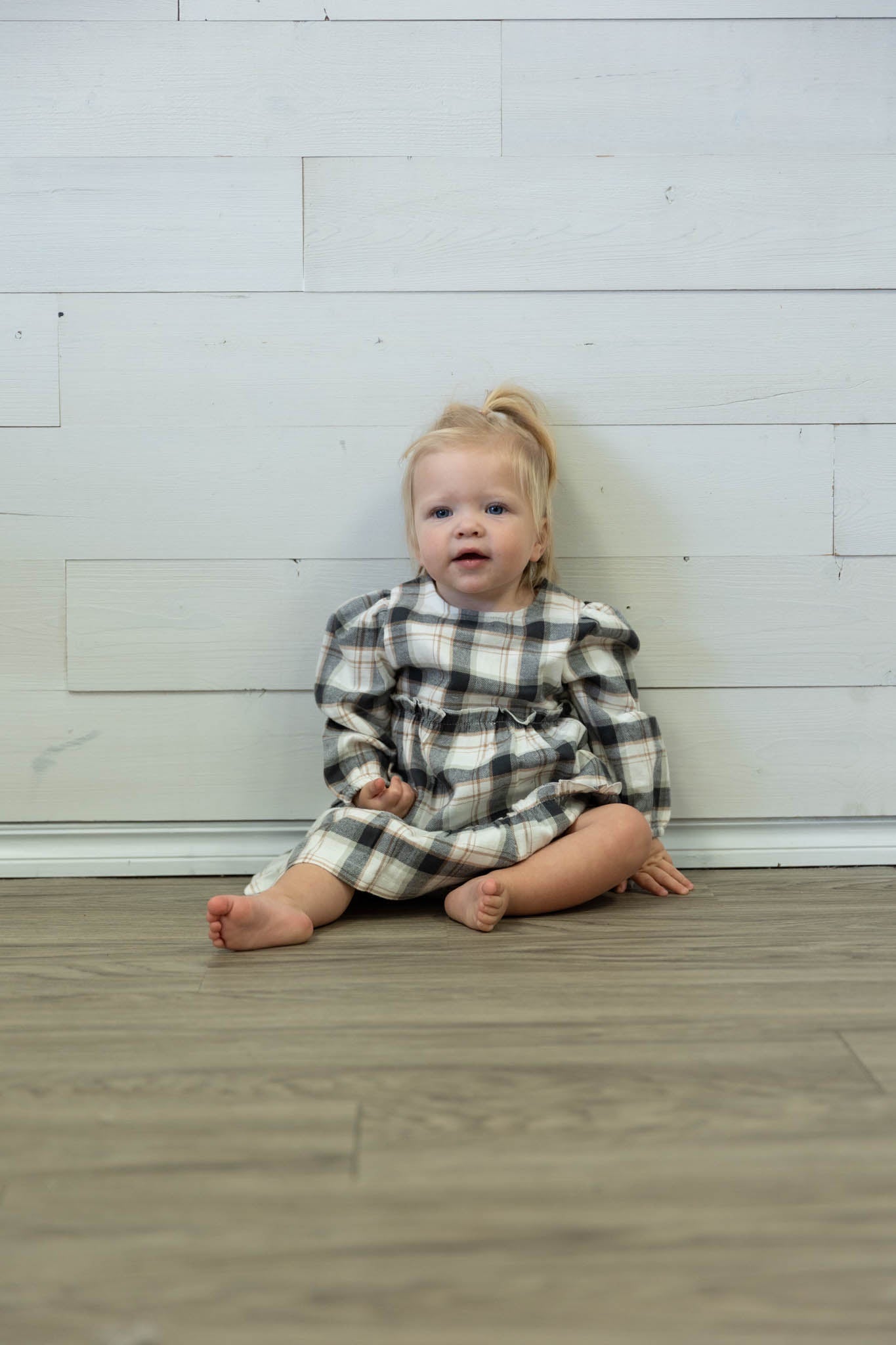 Organic LS Tiered Dress Plaid Checks