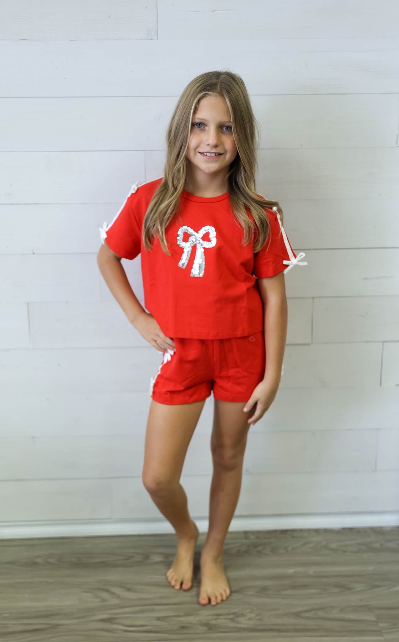 Red Top with Sequin Bow