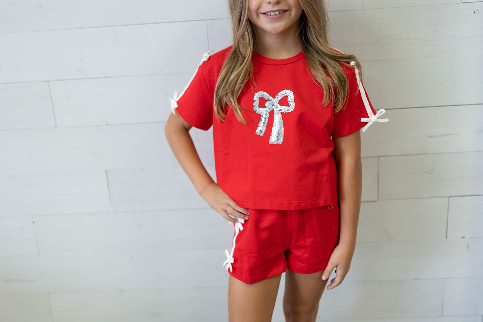 Red Top with Sequin Bow