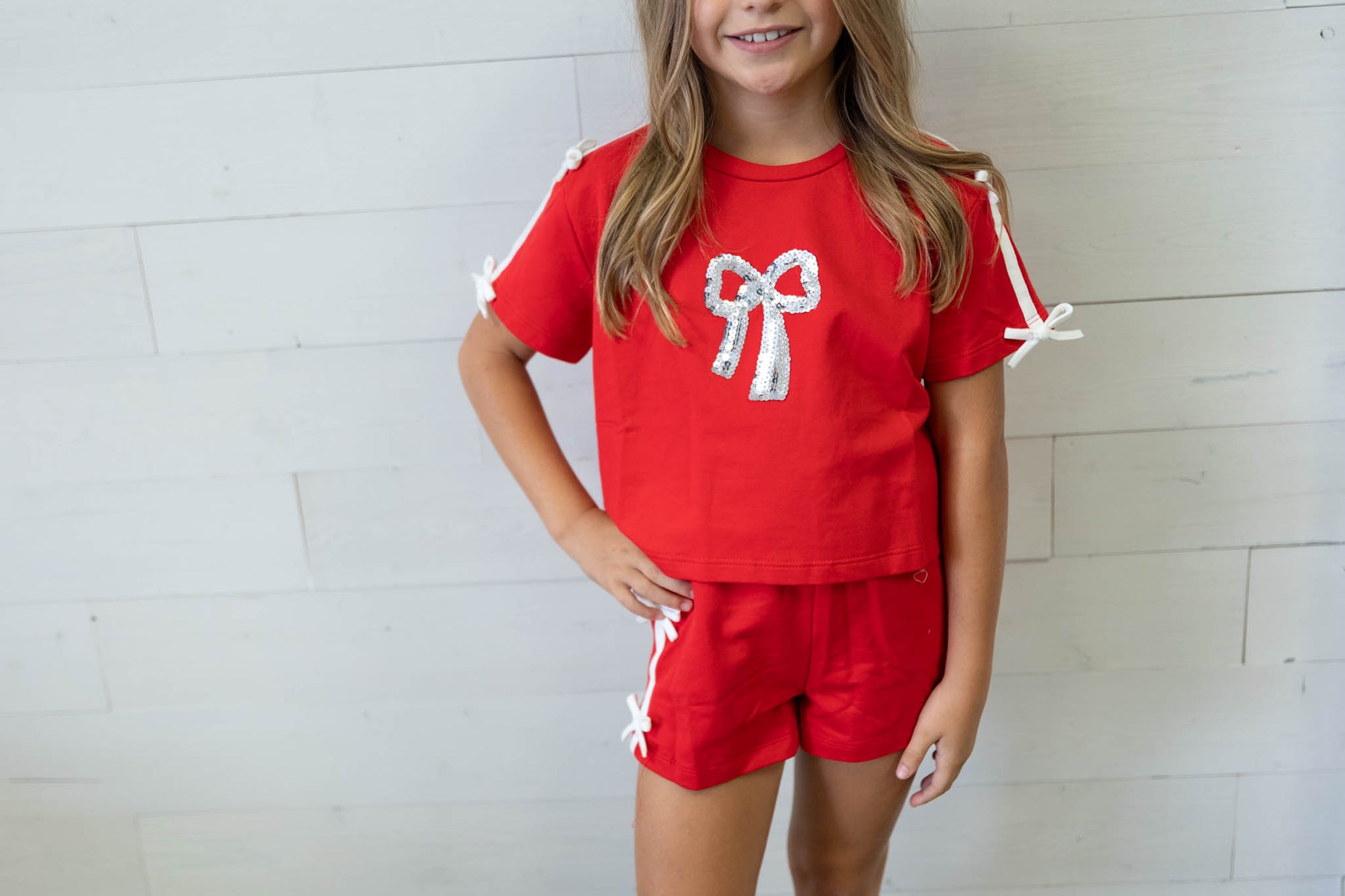 Red Top with Sequin Bow