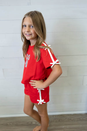 Red Bottoms with White Side Bows