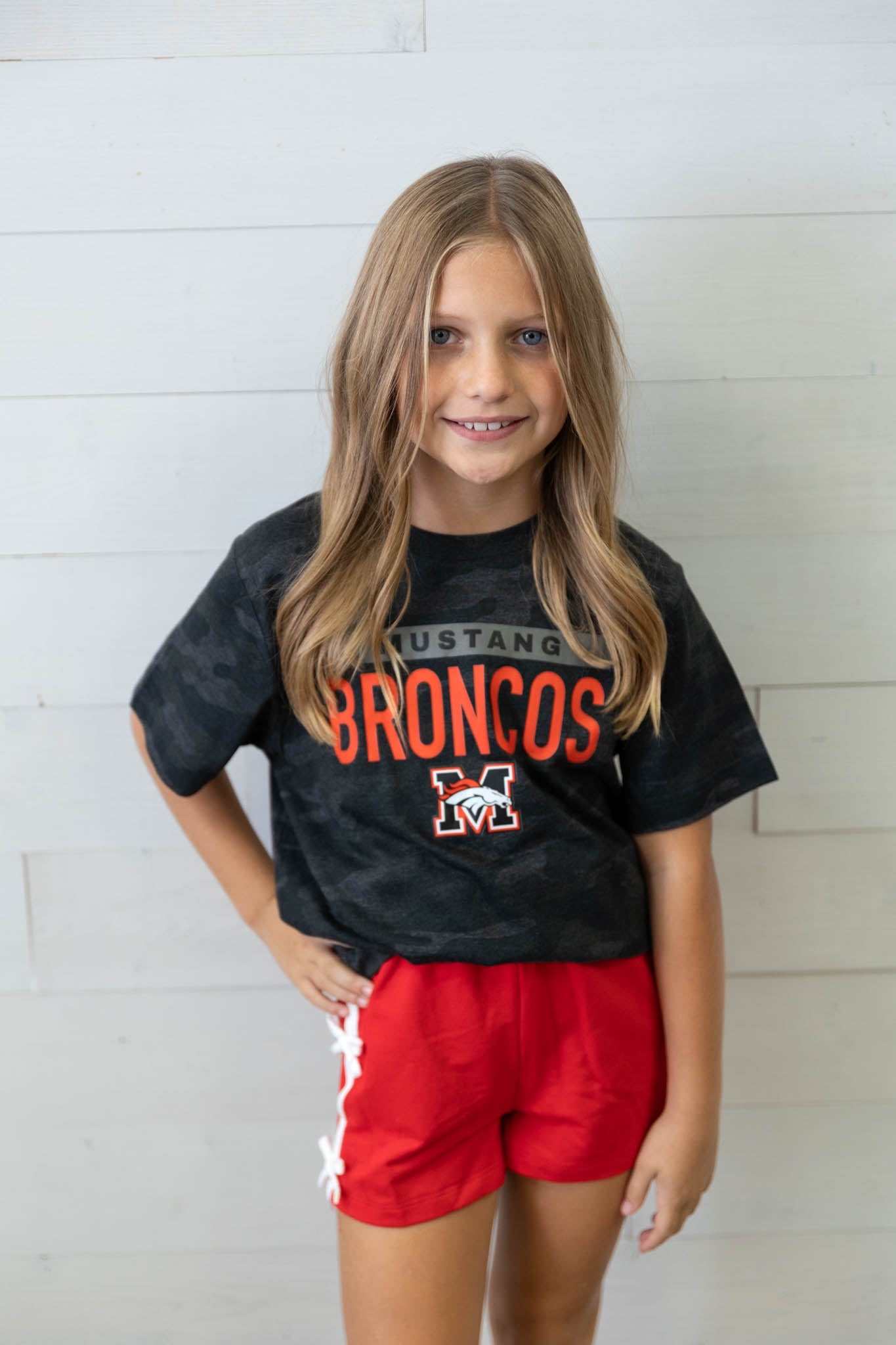 Youth Mustang Broncos Camo Black Graphic Tee