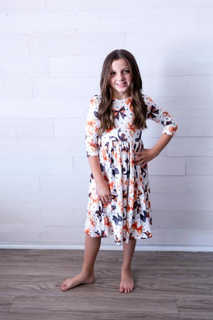 Trick Or Twirl 3/4 Sleeve Pocket Twirl Dress