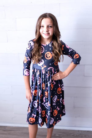 Sweet Tooth 3/4 Sleeve Pocket Twirl Dress