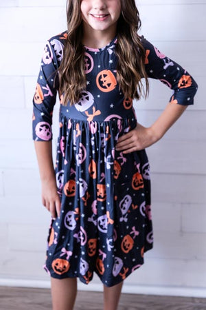 Sweet Tooth 3/4 Sleeve Pocket Twirl Dress