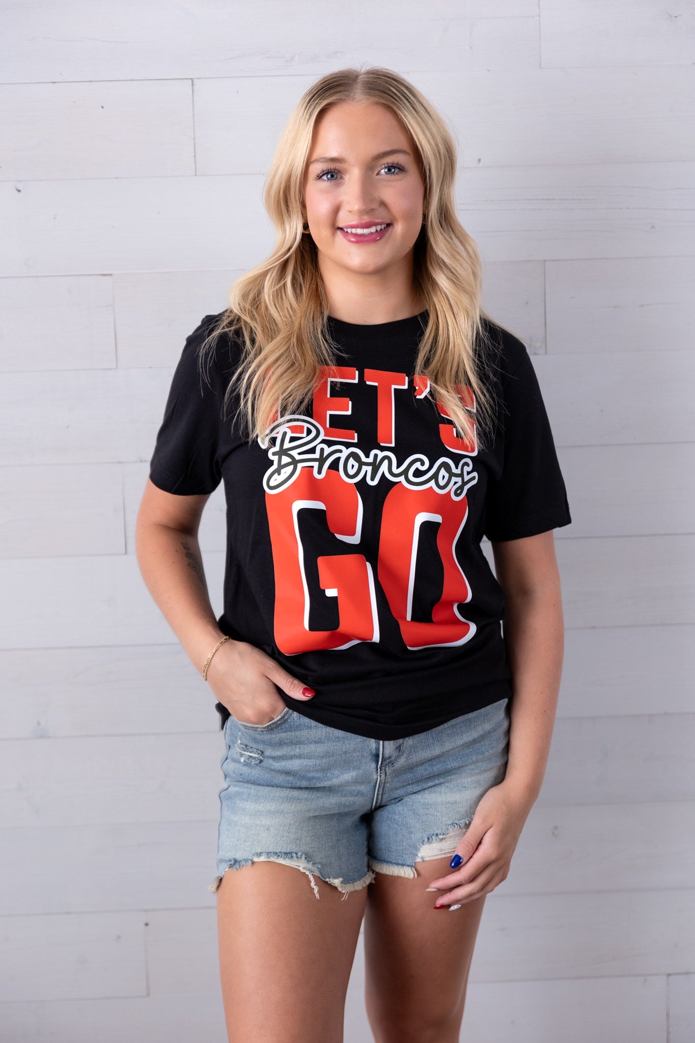 Lets Go Broncos Graphic Tee Black