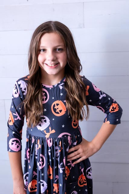 Sweet Tooth 3/4 Sleeve Pocket Twirl Dress