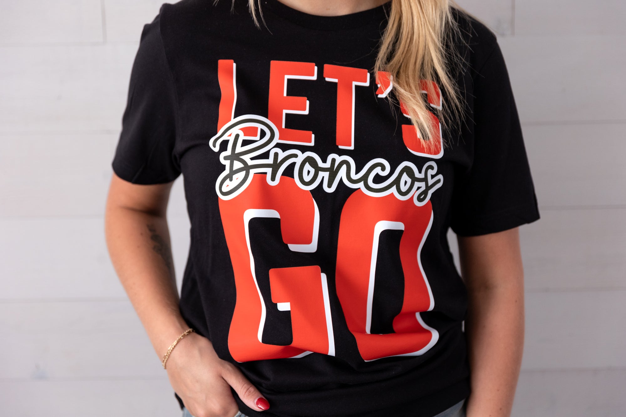 Lets Go Broncos Graphic Tee Black