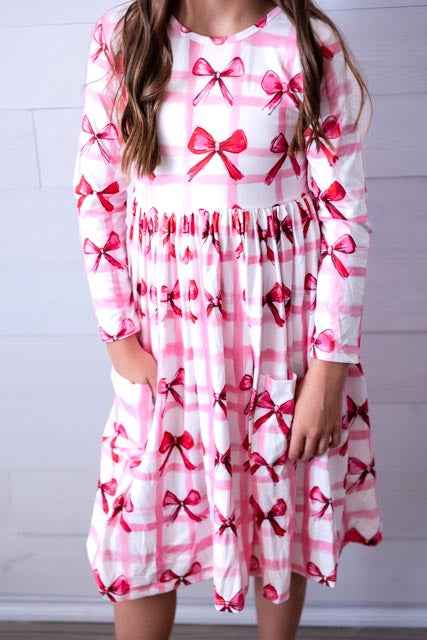 Bow LaLa LS Pocket Twirl Dress
