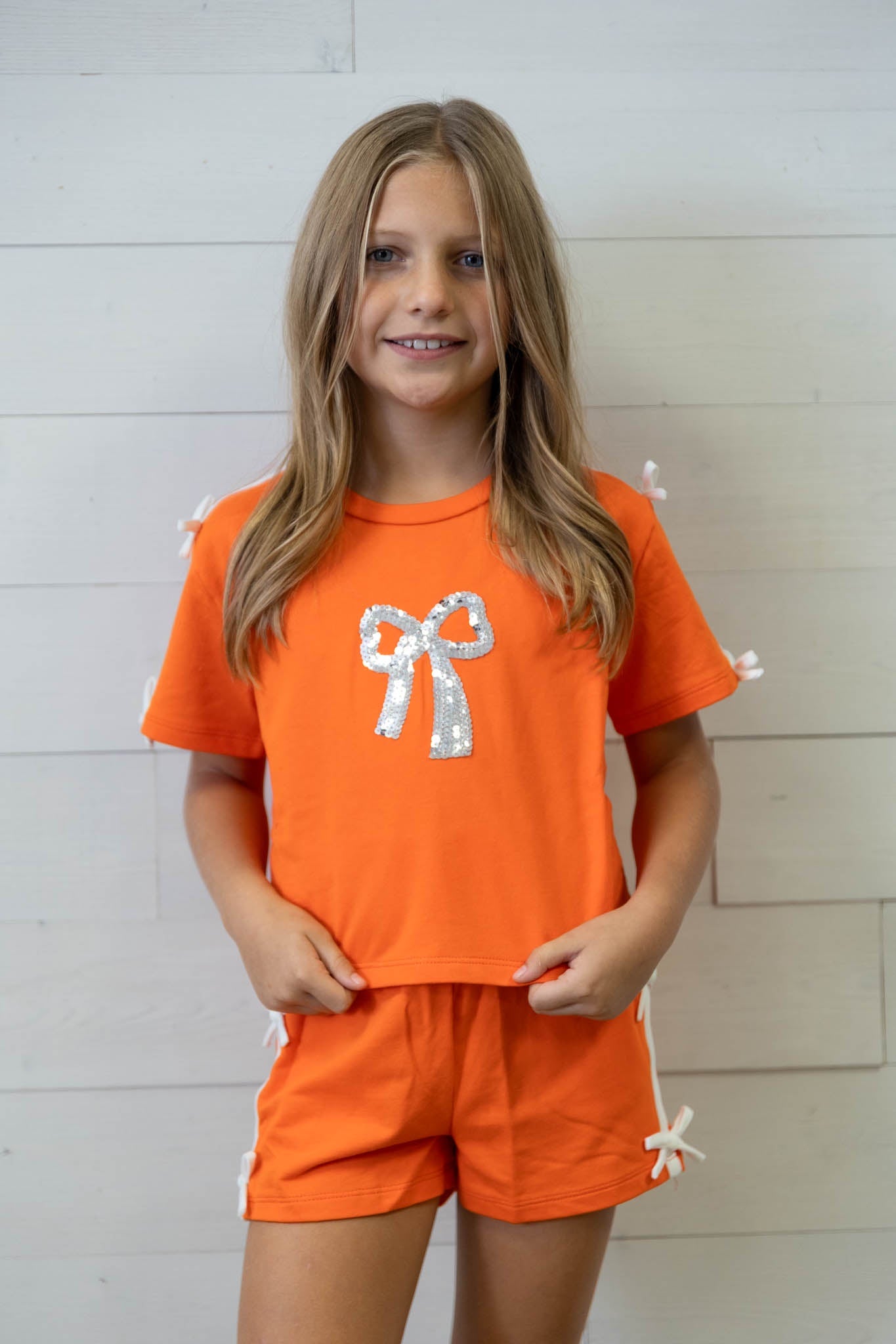 Orange Bottoms with White Side Bows