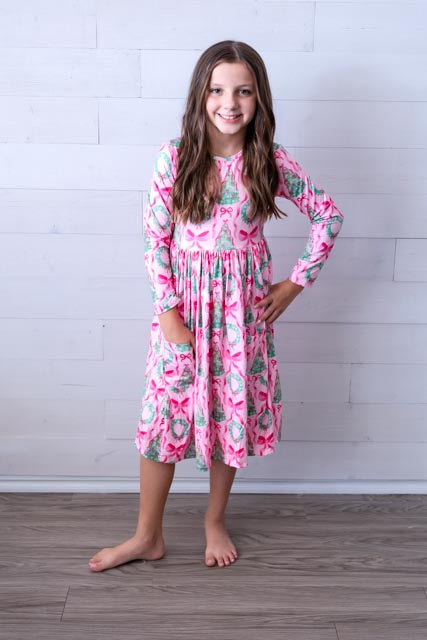 Jingle Bows LS Pocket Twirl Dress