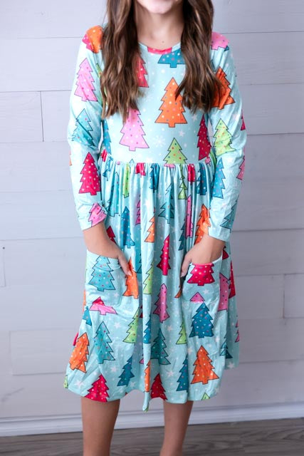 Oh Christmas Tree LS Pocket Twirl Dress