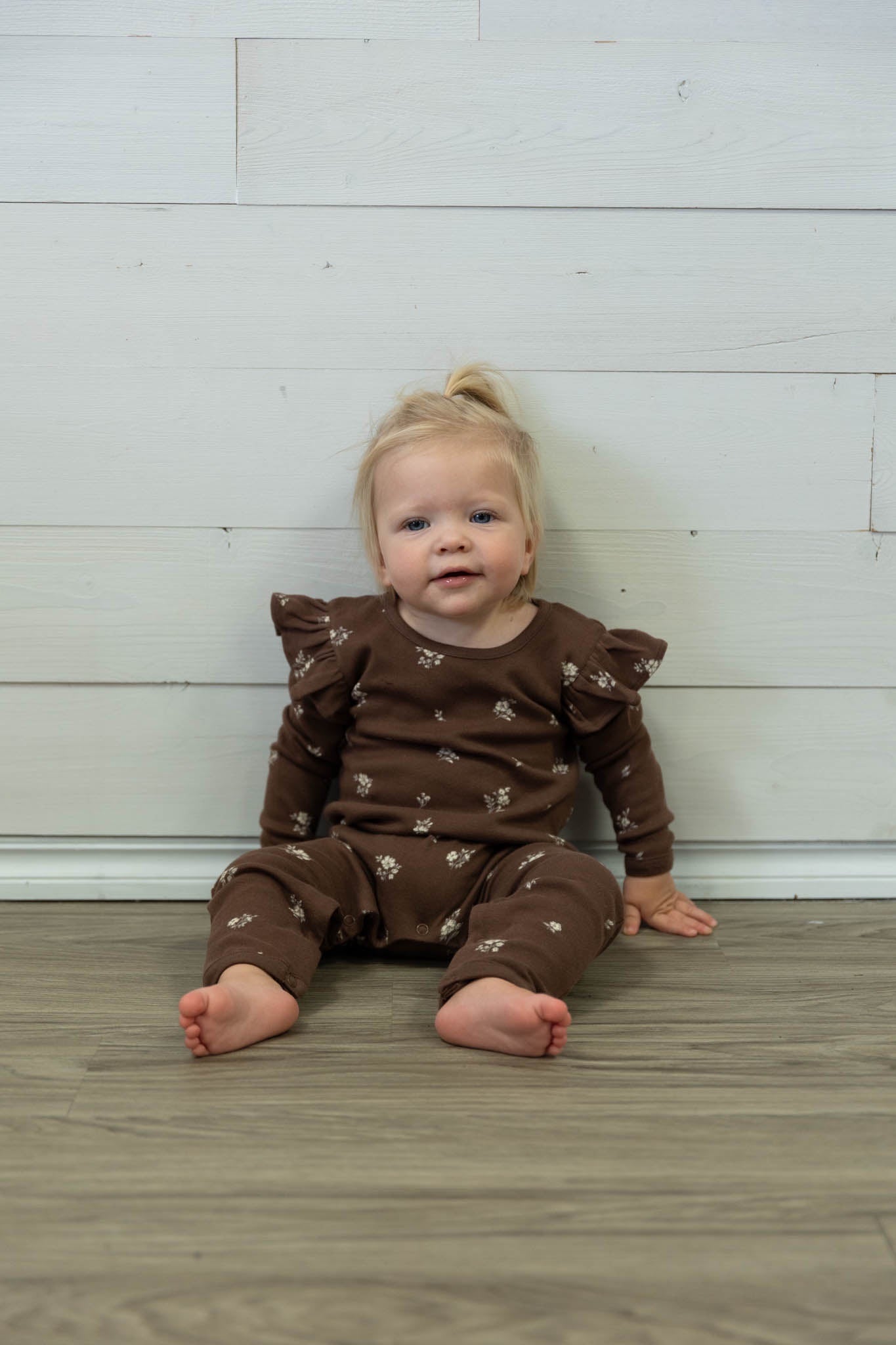 Organic Ruffle Full Sleeve Romper Birch