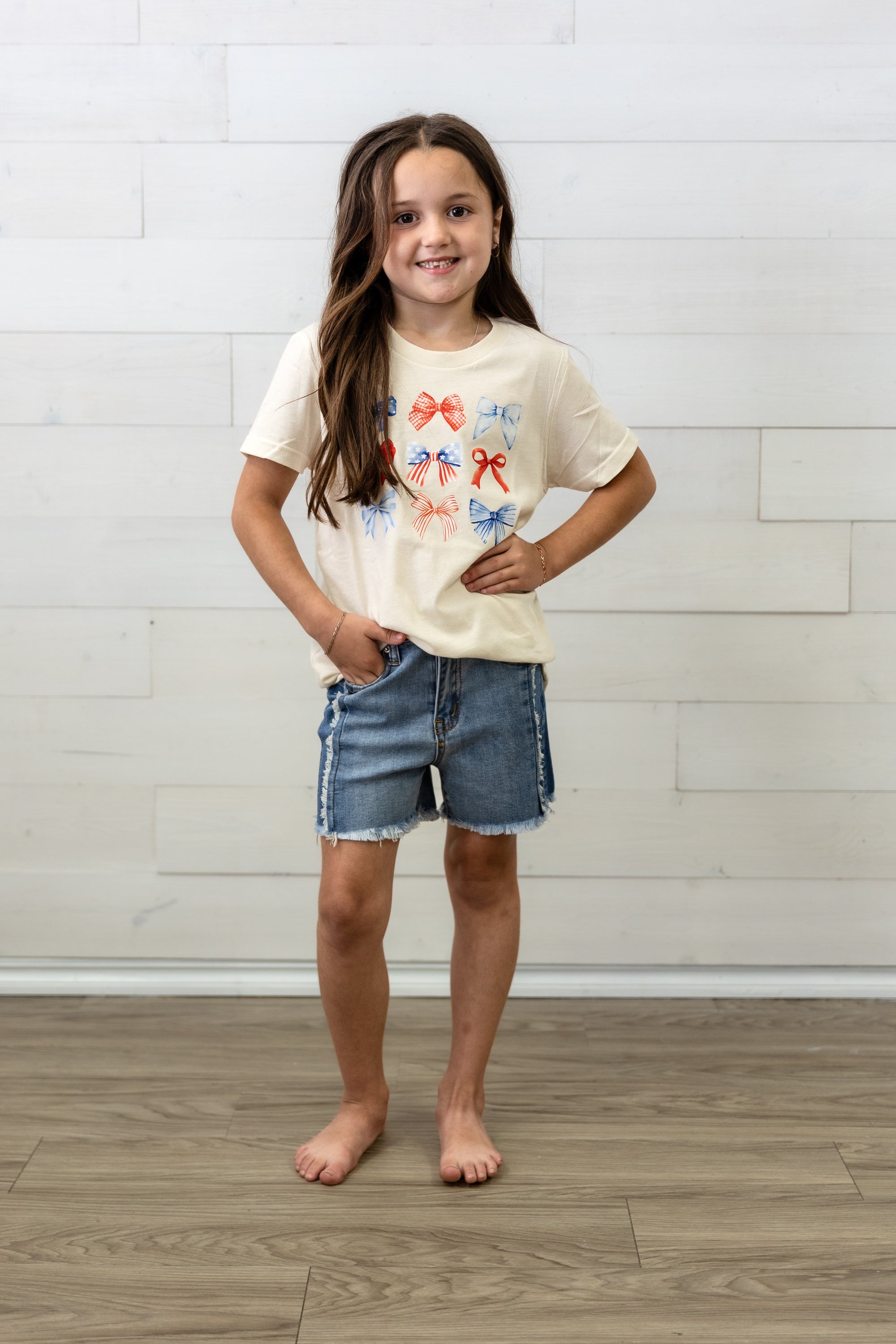 Girls Frayed Jean Shorts Denim
