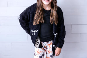 Black Coconut Bow Cozy Cardigan