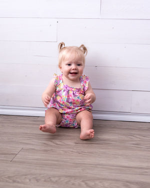 Summer Watercolor Ruffle Cross Back Romper