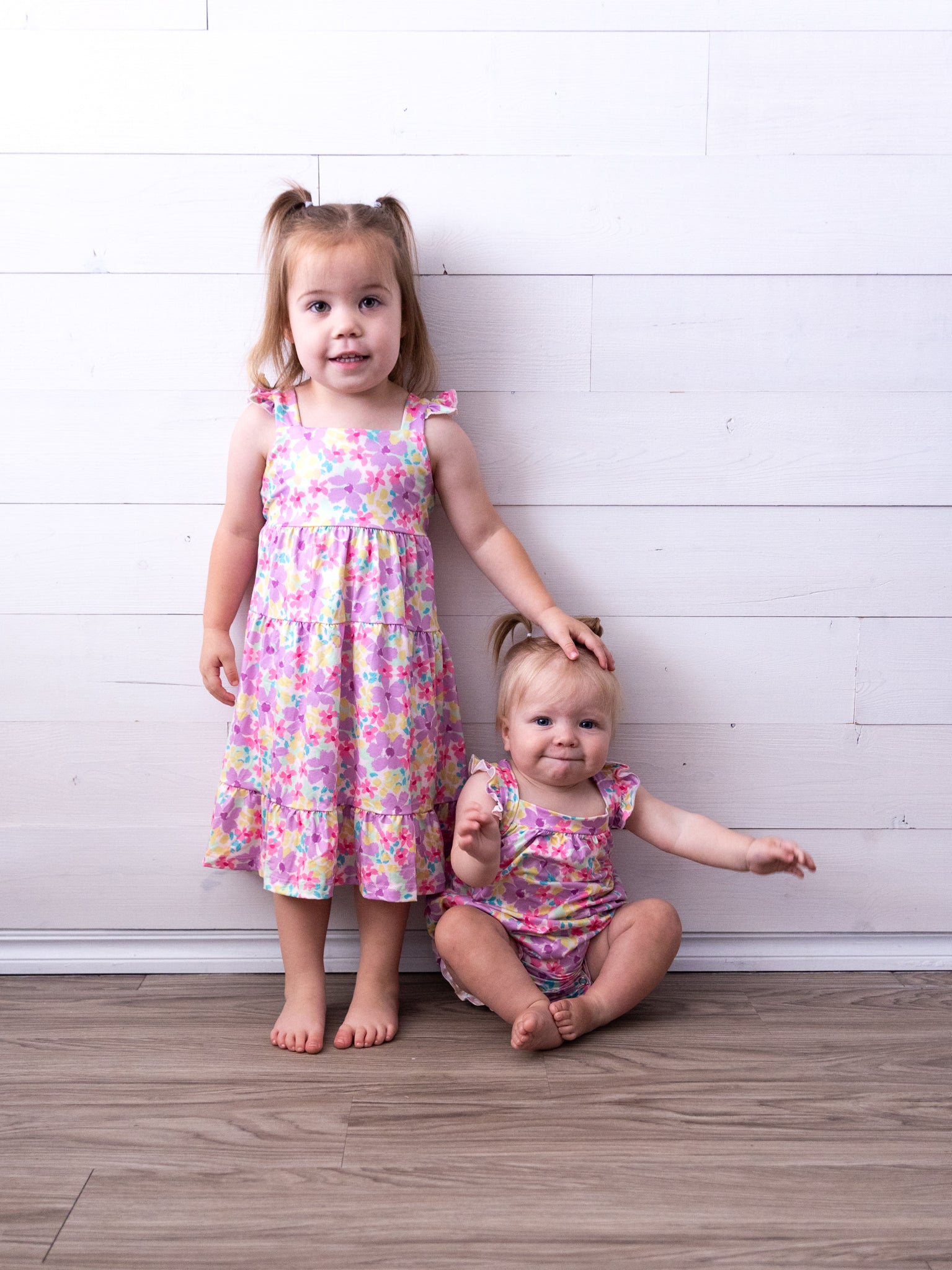 Summer Watercolor Ruffle Cross Back Romper