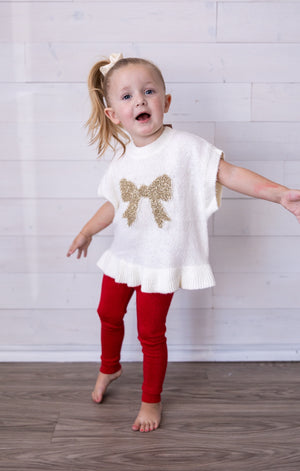 Red Shimmer Knit Leggings