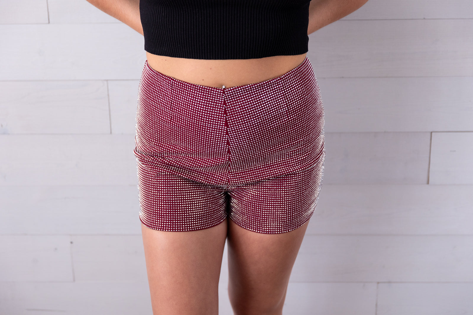 Game Day Studded Heavy Shorts Garnet
