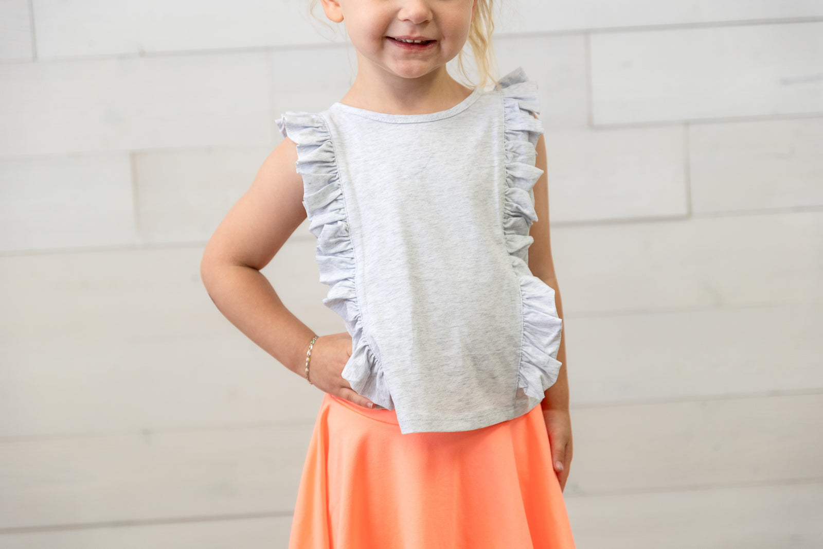 Ruffle Sleeveless Grey Top
