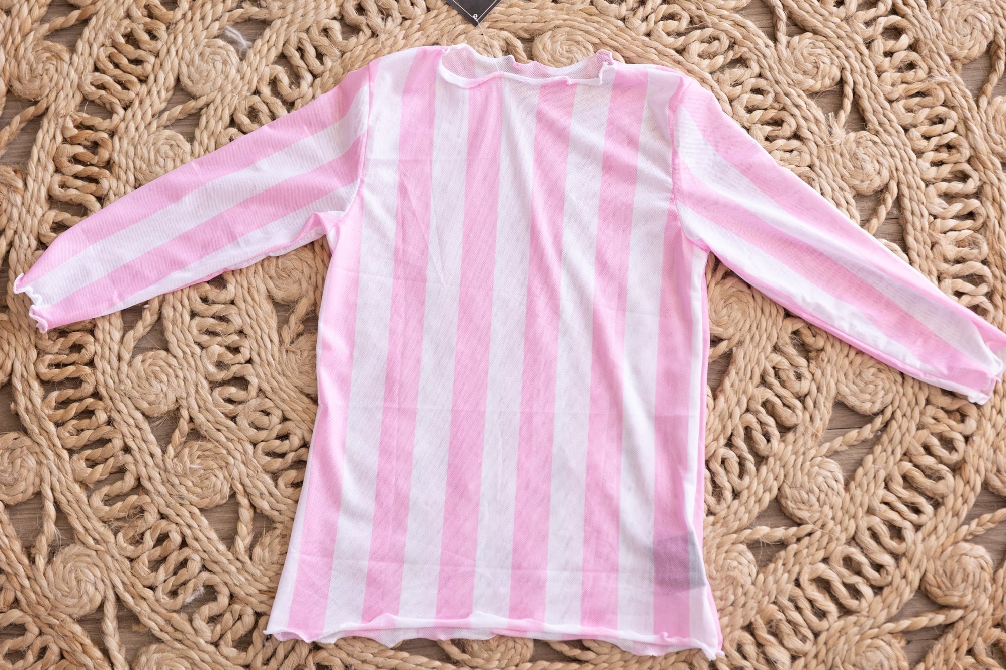 Girl's Striped Layering Mesh Top