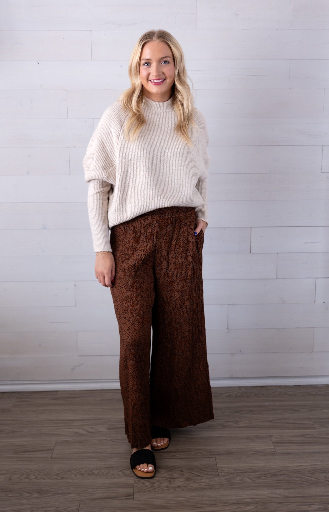 Oatmeal LS Ribbed Sweater