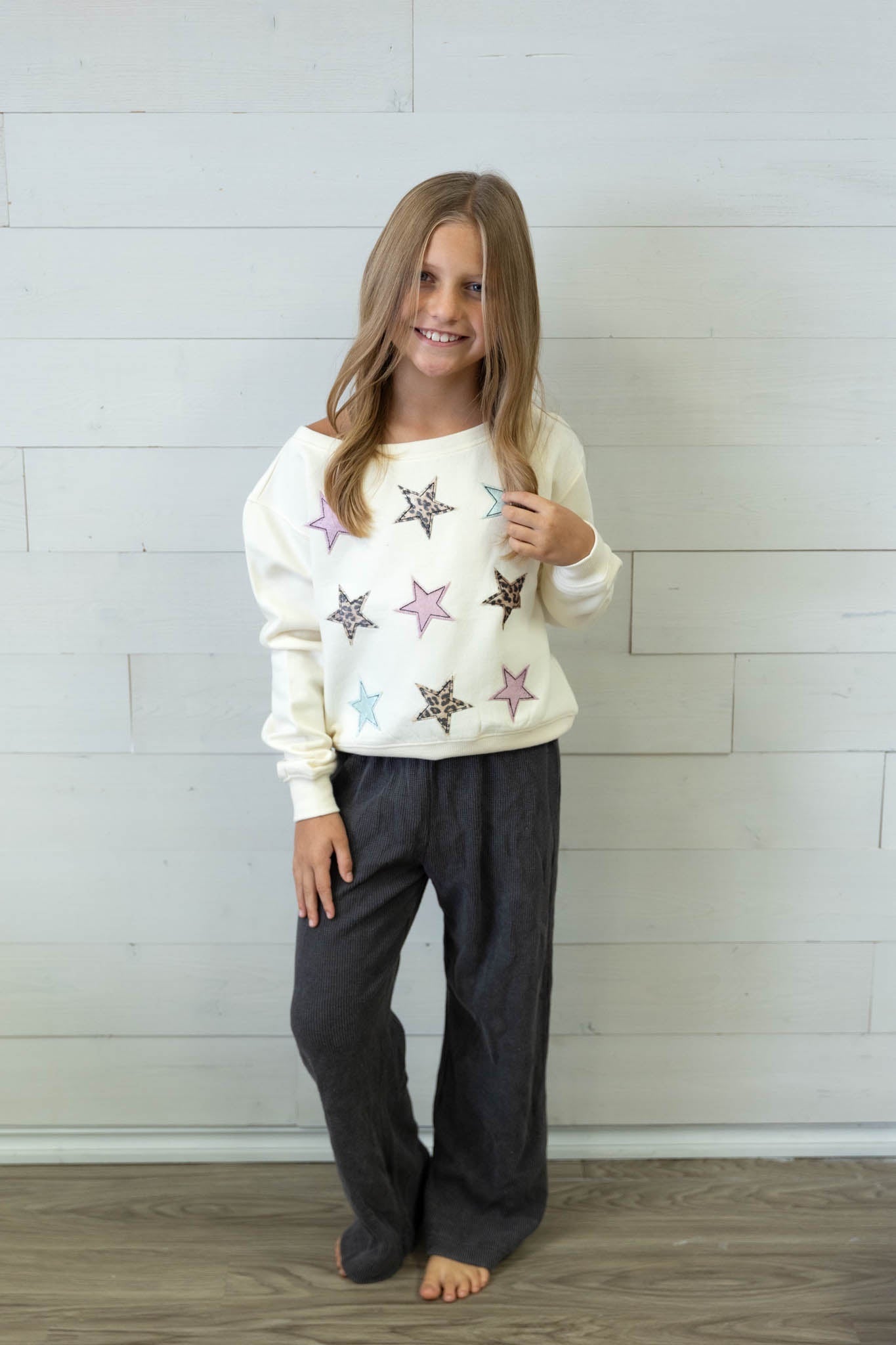 Gardenia Stars Applique Sweatshirt